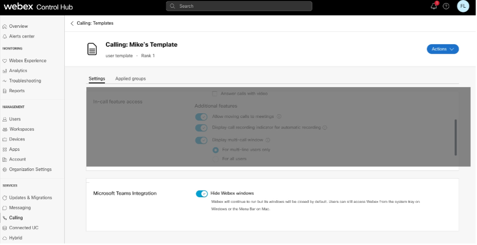 UCx with Webex Calling Integration for Microsoft Teams 25 4 modify template