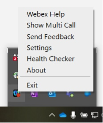 UCx with Webex Calling Integration for Microsoft Teams 27 6 App in windows tray