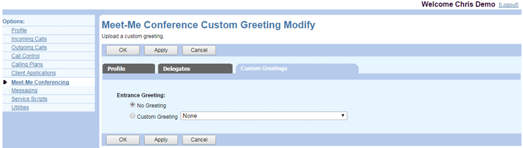 Add a Custom Greeting to a Conference 1 User-Meet-Me-Conference-Modify-Greetings