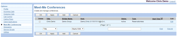 Modify a Conference 1 User-Meet-Me-Conferences
