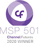 Channel Futures MSP 501 Winner 2020 badge with purple CF logo