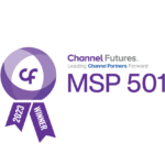 MSP 501 2024 badge by Channel Futures with purple ribbon.