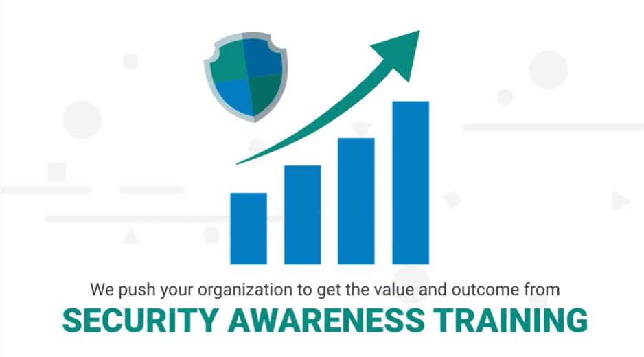 Security awareness training graph with rising chart.