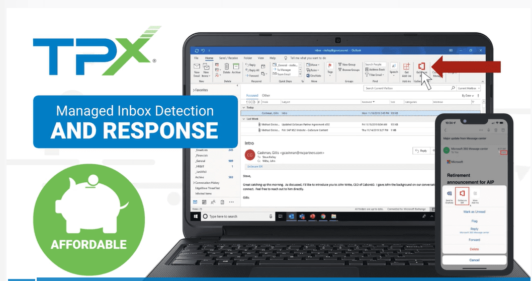 Email security software interface on laptop screen.