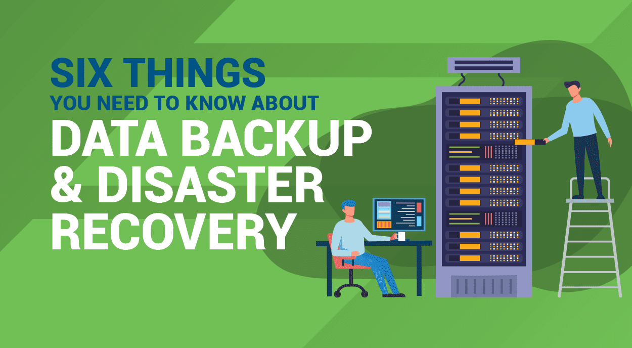 Cybersecurity backup and disaster recovery guide graphic.